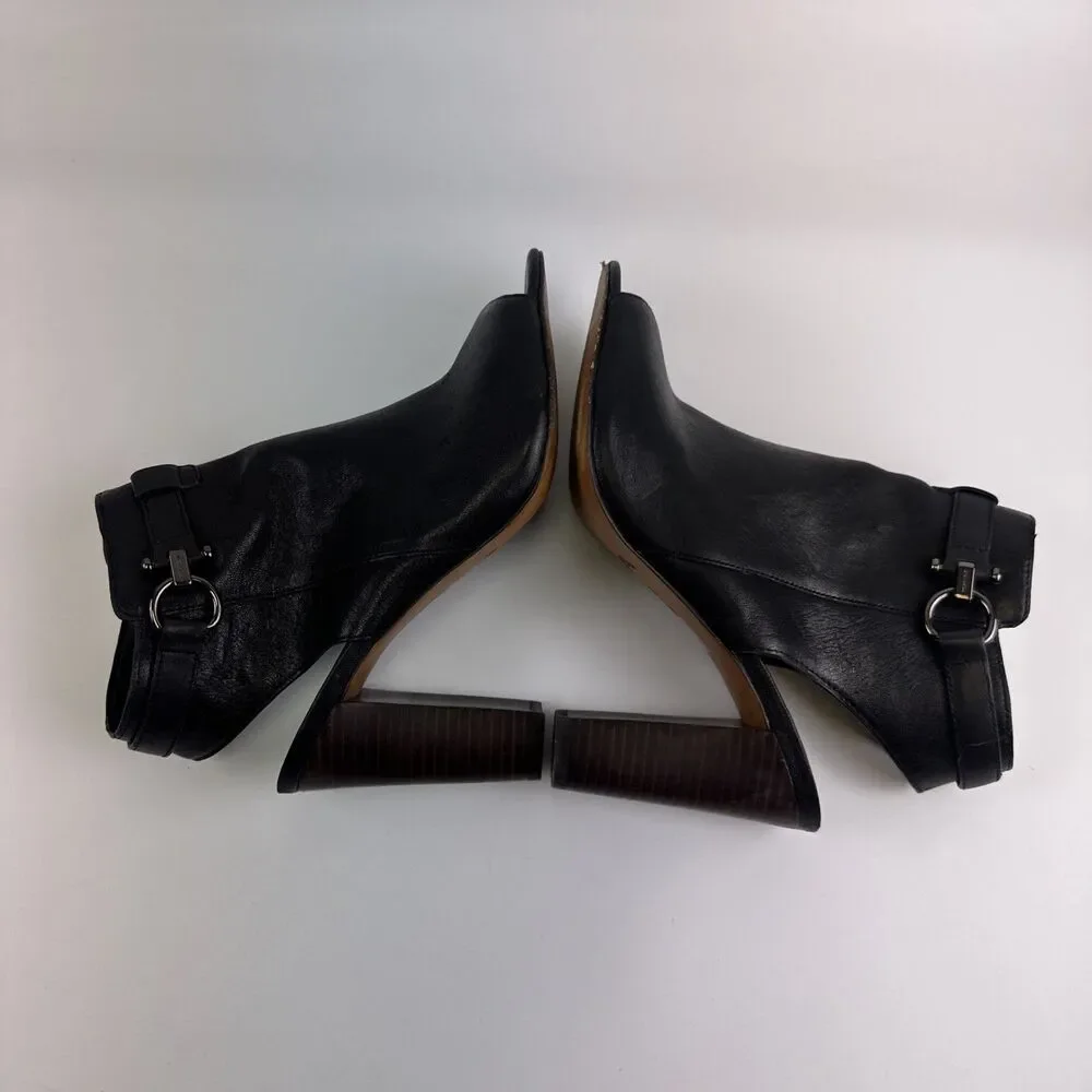 Coach Lafayette Heels Black Soft Leather Zip Peep Toe Slingback Sandal Bootie 9